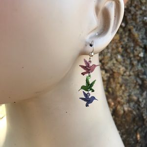 925 silver bird earrings anodized color